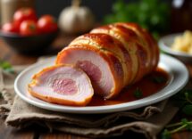 Arrosto di maiale in crosta servito su un piatto elegante