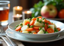 Insalata russa servita in un piatto elegante per le feste