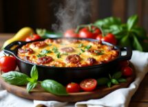 Sformato di melanzane appena sfornato con formaggio