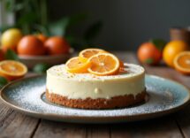 Deliziosa torta al mascarpone decorata con frutta