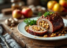 Arrosto di vitella ripieno con contorni festivi