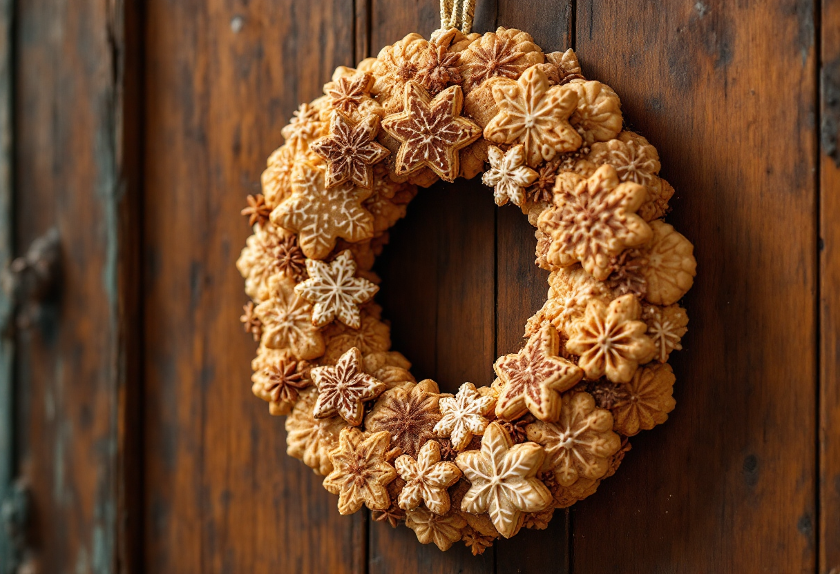 Ghirlanda di biscotti decorati alla cannella