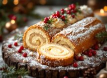 Tronchetto alla crema decorato per Natale