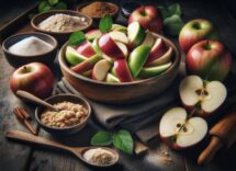 Crumble di mele appena sfornato con crosta dorata