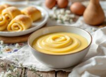 Girelle di sfoglia farcite con crema pasticcera e uvetta