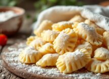 Gnocchi integrali serviti con salsa fresca e verdure