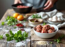 Polpette senza carboidrati servite con contorni freschi