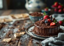Deliziosa torta di cioccolato fondente decorata