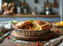 Torta salata al farro con verdure fresche e dorata