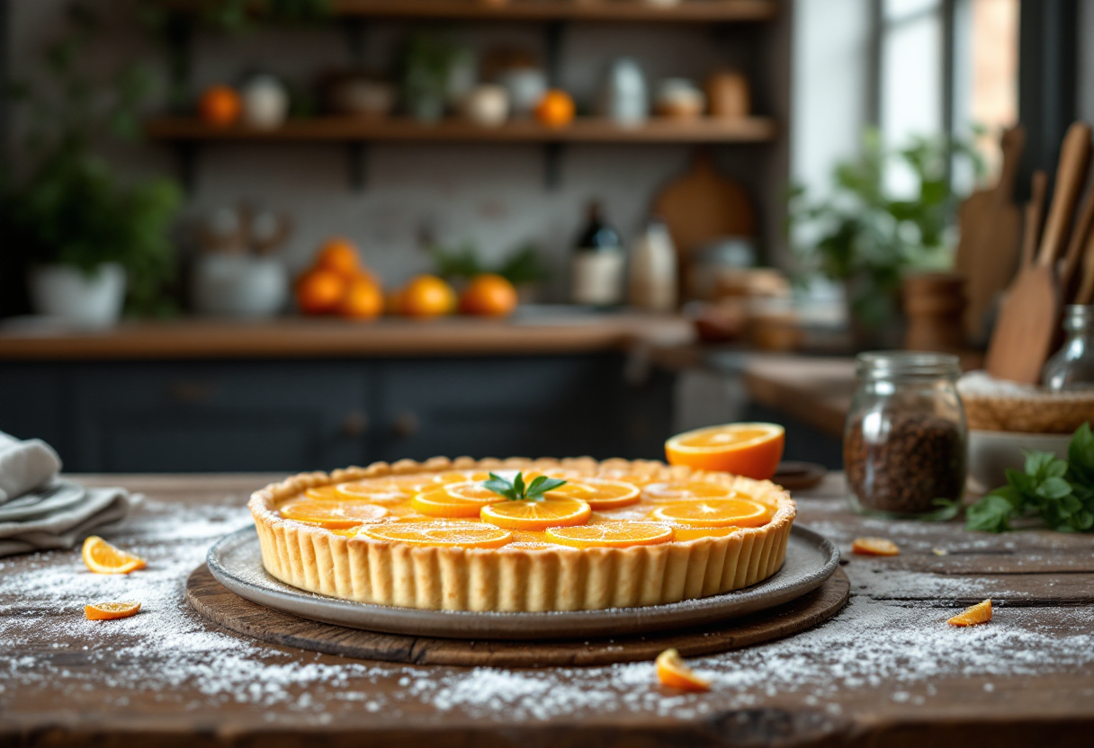 Crostata di ricotta all'arancia con decorazioni