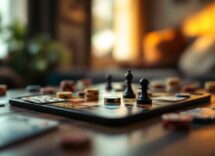 Designer che crea un gioco da tavolo con materiali