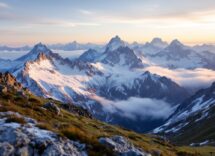 Panorama sereno delle Alpi svizzere con celebrità