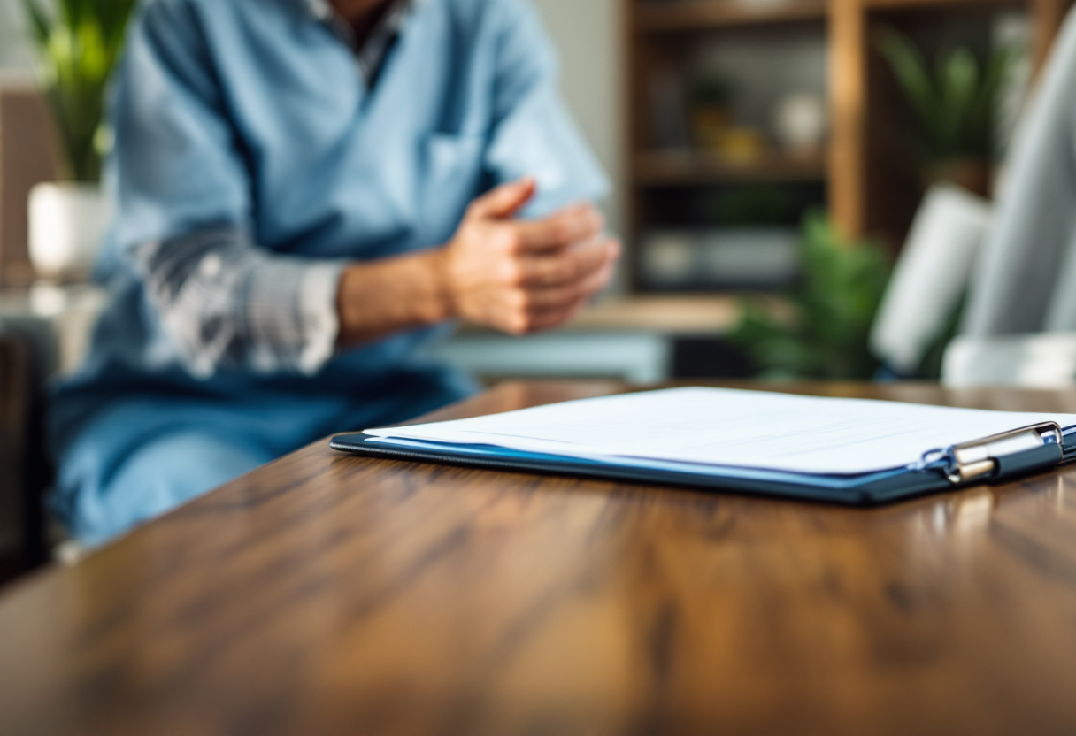 Anziano durante uno screening geriatrico per la salute