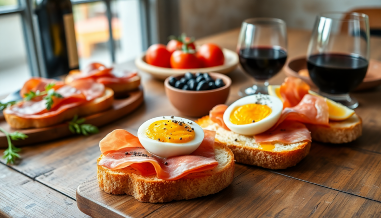 crostini con crudo uovo sodo e crema di ricotta 1747682785