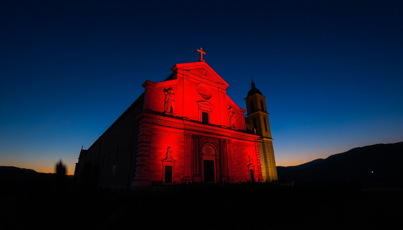 la basilica di san francesco si tinge di rosso per la giornata mondiale del donatore di sangue 1749952970
