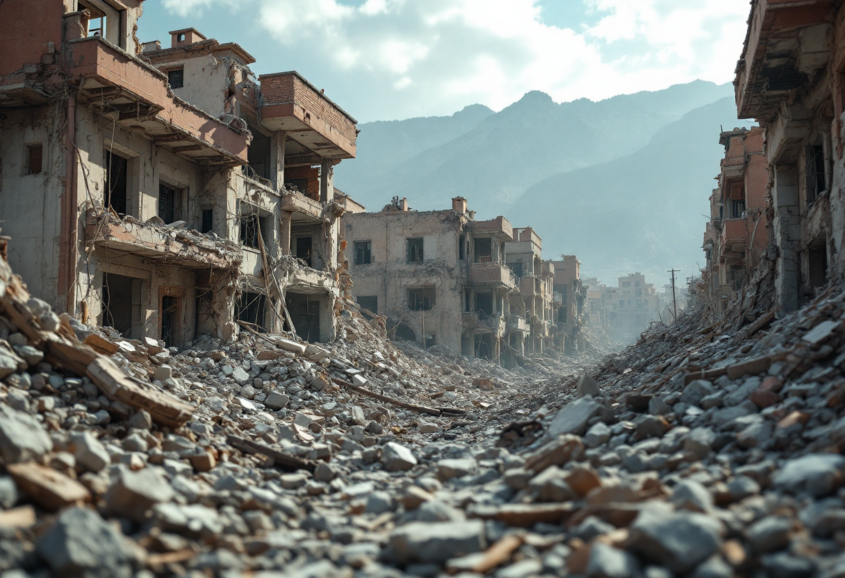 Immagine del terremoto in Afghanistan con danni visibili