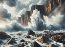 Immagine di maltempo in Sicilia e Calabria con allerta rossa