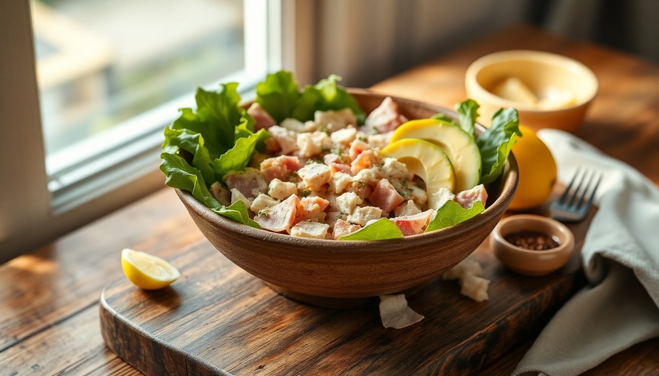 Insalata keto proteica con tonno e avocado per pasti sazianti